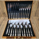 Talheres de Aço Inoxidável 24 Peças + Caixa de Madeira de Brinde